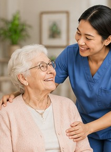 Caregiver holding elderly patient's hand with compassion