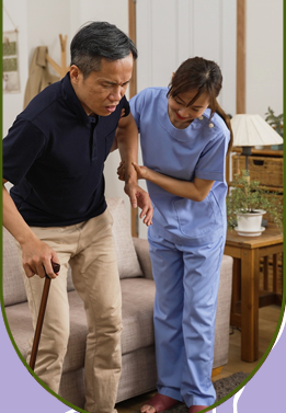 Caregiver with senior patient warm portrait